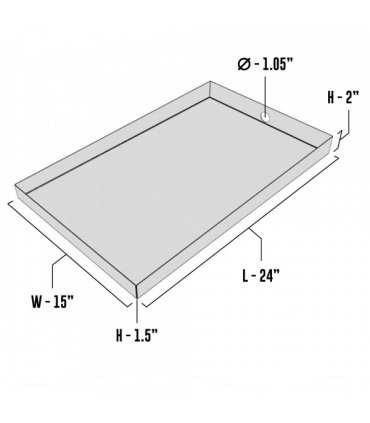 Ice Maker Drain Pan - 24" x 15" x 2" - Steel-Flat Black