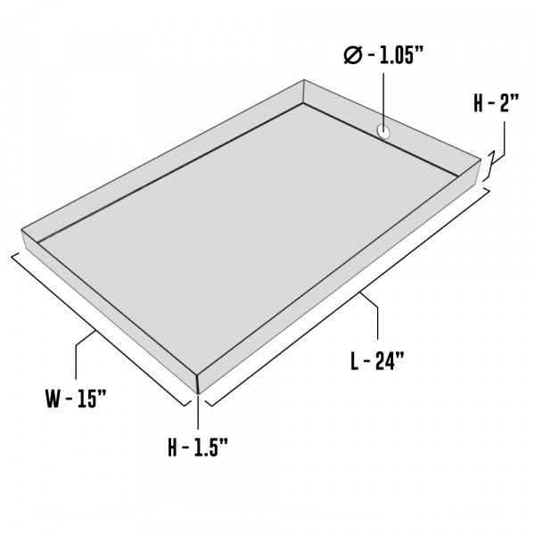 Killarney Metals 24 inch Length x 15 inch Width Ice Maker Drip Pan, Flat Black 144939