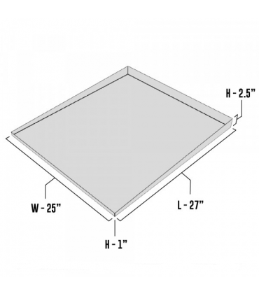 White Compact Front Load Washer Floor Tray - 27" L x 25" W x 1-2.5" H - Steel