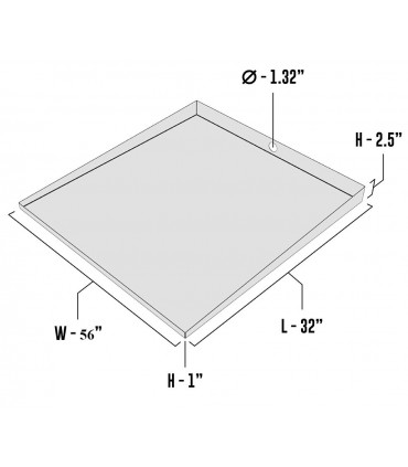 Double Front - Load Washer Dryer Drain Pan - 56" x 32" - Galvanized Steel