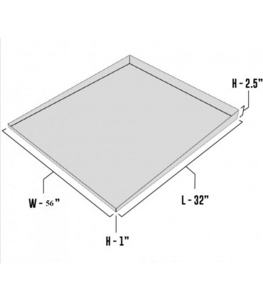 Double Front - Load Washer Drip Tray - 56" x 32" - Galvanized Steel