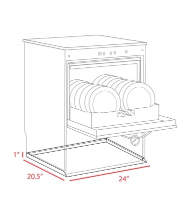 Dishwasher Leak Pan - 20.5" D x 24" W x 1" H - Flat Black