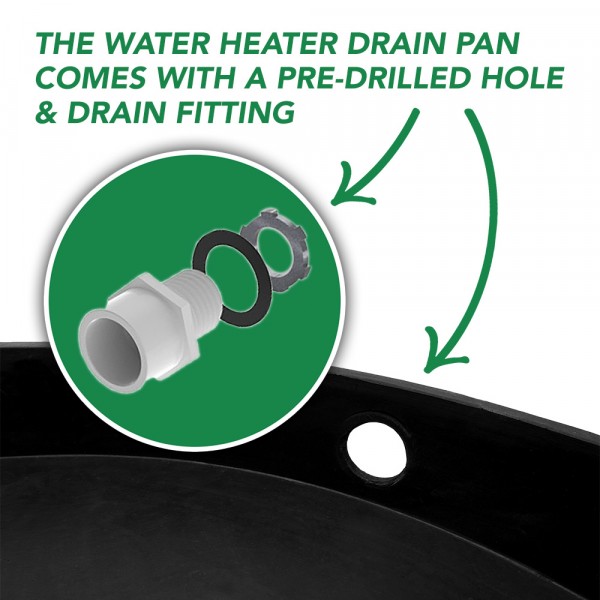 CAMCO 24-in x 26-in Plastic Water Heater Drain Pan with Fitting in