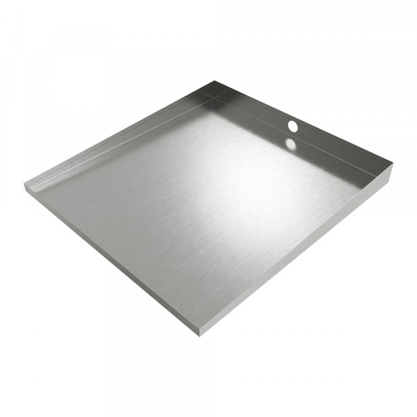 Front-Load Washer Floor Tray with Drain - 32" x 30" - Steel-Faux Stainless