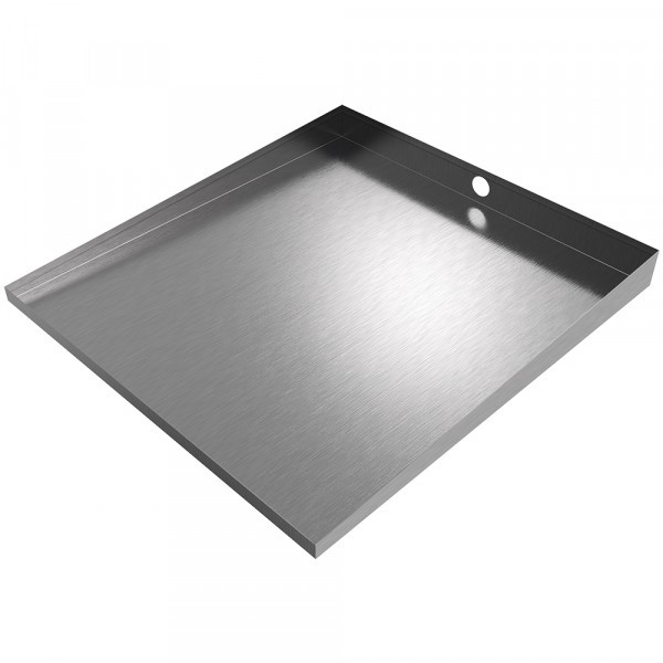 Bargain Compact Front-Load Washer Floor Tray with Drain - 27" x 25" - Stainless Steel