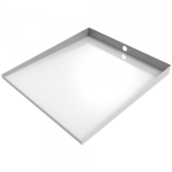 White Compact Front-Load Floor Tray with Drain - 27" x 25" - Steel