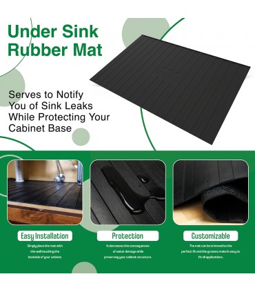 Under Sink Rubber Mat 34" L x 22" W x 0.25" H - Natural Rubber