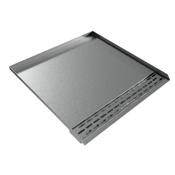 Open Front Dishwasher Trench Drain Pan - 22" x 24" x 1" - Galvanized Steel