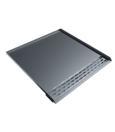 Open Front Refrigerator Trench Drain Pan - 34"D x 36"W x 1"H - Stainless Steel