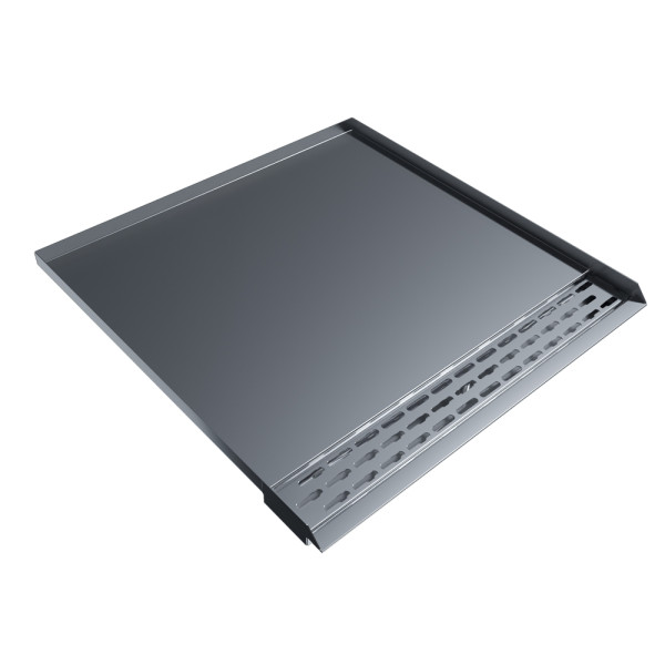 Open Front Refrigerator Trench Drain Pan - 34"D x 36"W x 1"H - Stainless Steel