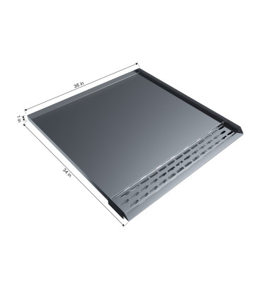 Open Front Refrigerator Trench Drain Pan - 34"D x 36"W x 1"H - Stainless Steel