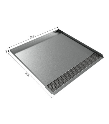 Open Front Refrigerator Trench Drain Pan - 34"D x 36"W x 1"H - Galvanized Steel