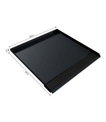 Open Front Refrigerator Trench Drain Pan - 34"D x 36"W x 1"H - Flat Black