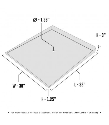 Low Profile Washer Drain Pan - 32" x 30" - Stainless Steel