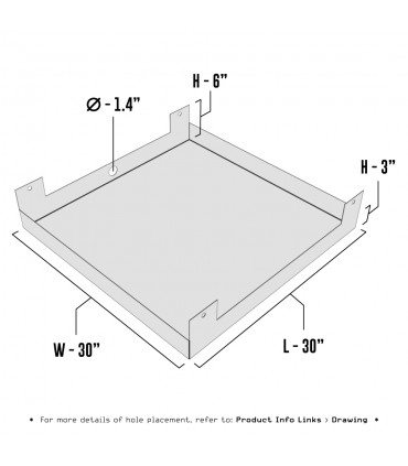 Hanging Drain Pan - 30" x 30" x 3" - Galvanized Steel 