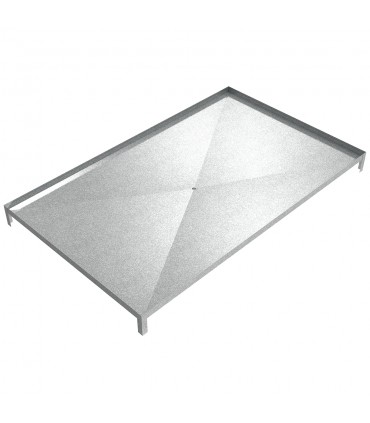 Sloped Bottom Drain Pan with legs - 85" x 52" x 6.5" - Galvanized Steel
