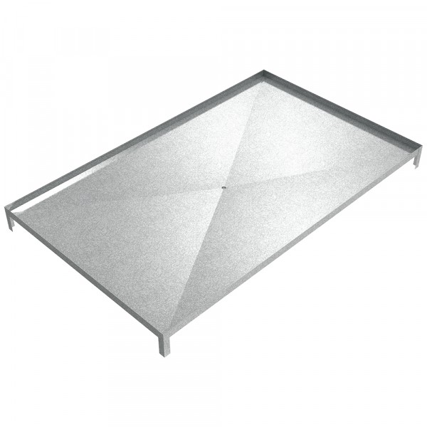 Sloped Bottom Drain Pan with legs - 85" x 52" x 6.5" - Galvanized Steel