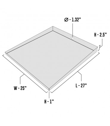 White Compact Front-Load Floor Tray with Drain - 27" x 25" - Steel