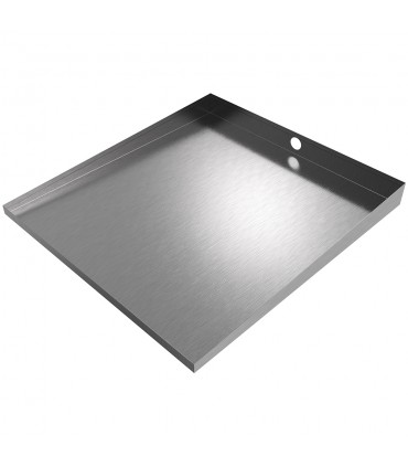 Compact Front-Load Washer Floor Tray with Drain - 27" x 25" - Stainless Steel