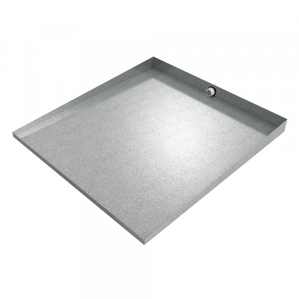 Front-Load Washer Floor Tray with Drain - 32" x 30" - Galvanized Steel