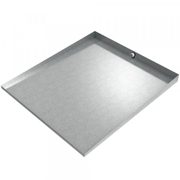 Front-Load Washer Floor Tray with Drain - 36" x 32" - Galvanized Steel